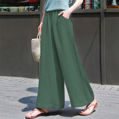 summer new temperament Popular wide-leg pants women's high waist thin pendant feeling loose casual versatile trousers
