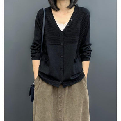spring and autumn new Korean version of women's clothing loose and thin literary solid color long-sleeved knitted cardigan thin sweater jacket