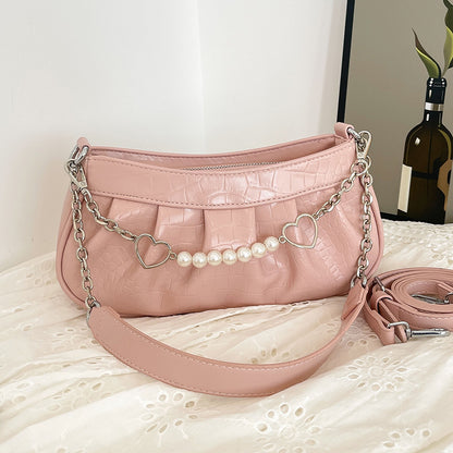 SAFERIDO 2025 Niche pleated bag women's Korean version trendy fashion chain bag popular new simple high-end versatile messenger bag