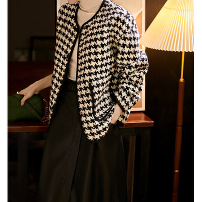2025 Qiandongge wool small fragrant coat haute couture new  spring women's clothing short, tweed spring and autumn top