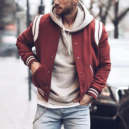 saferido      -shop bomber jacket Winter New Preppy Style Jacket Men's Casual Short Baseball Uniform Men's Jacket 03