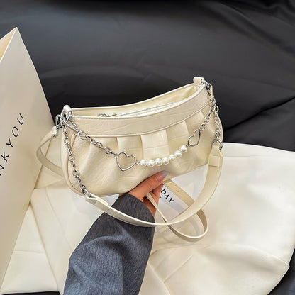 SAFERIDO 2025 Niche pleated bag women's Korean version trendy fashion chain bag popular new simple high-end versatile messenger bag