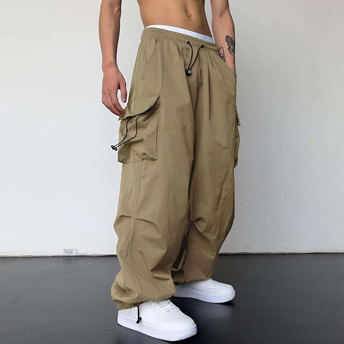 saferido starboy outfit 2024 Nylon Quick-Drying Overalls Men's Summer New American Parachute Pants High Waist Wide Leg Casual Drawstring