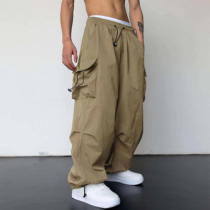 saferido starboy outfit 2024 Nylon Quick-Drying Overalls Men's Summer New American Parachute Pants High Waist Wide Leg Casual Drawstring