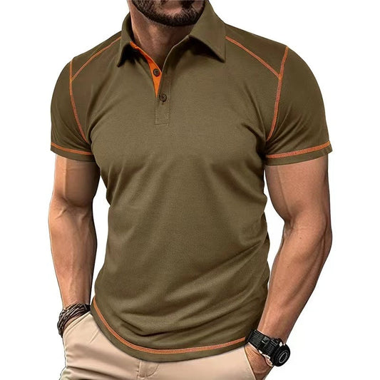 Summer Men's Lapel Polo Clothes Contrast Color Polo Shirt European and American T-shirts for Men