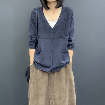 spring and autumn new Korean version of women's clothing loose and thin literary solid color long-sleeved knitted cardigan thin sweater jacket