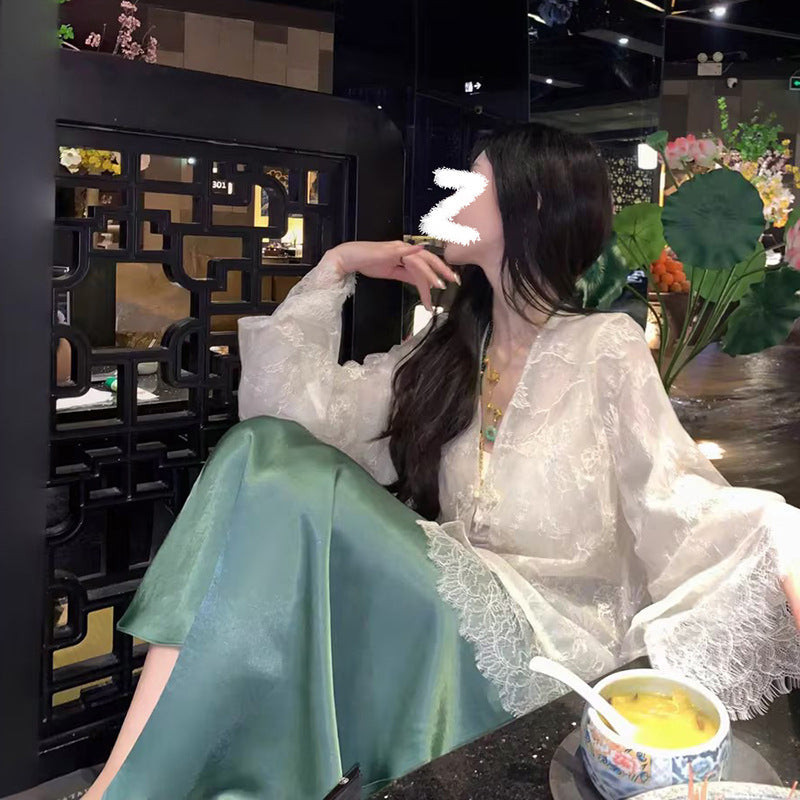New new Chinese style embroidered thin Tencel jacket women's solid color temperament high-end light luxury top M4102