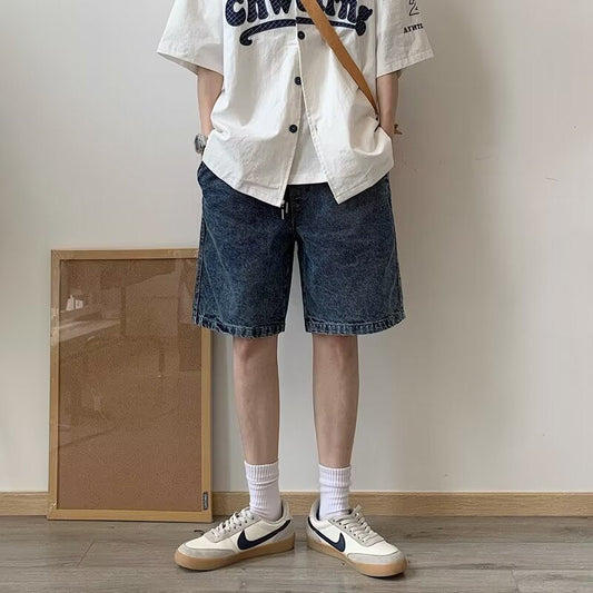 saferido      -shop masc outfits Workwear Denim Shorts Men's Summer Loose High-Grade Casual Middle Pants Washed Retro Ruan Handsome Fifth Pants