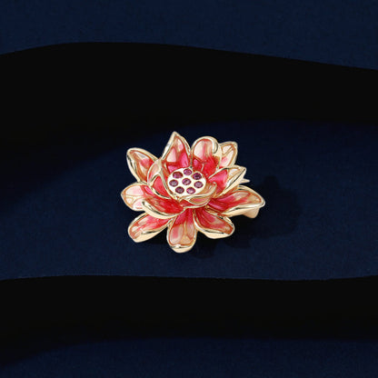2025 Cardigan shawl fixed clothes silk scarf buckle dripping oil retro Chinese style cheongsam dress with lotus small brooch women