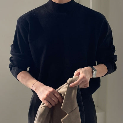 saferido      -shop classy outfits men Men's Korean-Style Winter Versatile Retro Christmas Green Sweater round Neck Pullover Sweater Fashionable Trendy Sweater