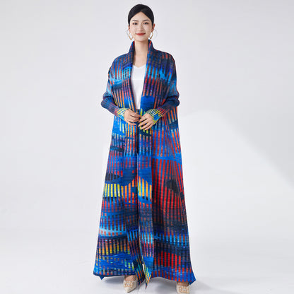 2025 Hot trade Middle East women's robe Muslim Arab robe women's print lace-up loose temperament skirt jacket