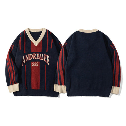 saferido      -shop mens winter fashion Zichi Clothing Club  Autumn New American Color Matching Knitted Design Men and Women Couple All-Match Casual Sweater
