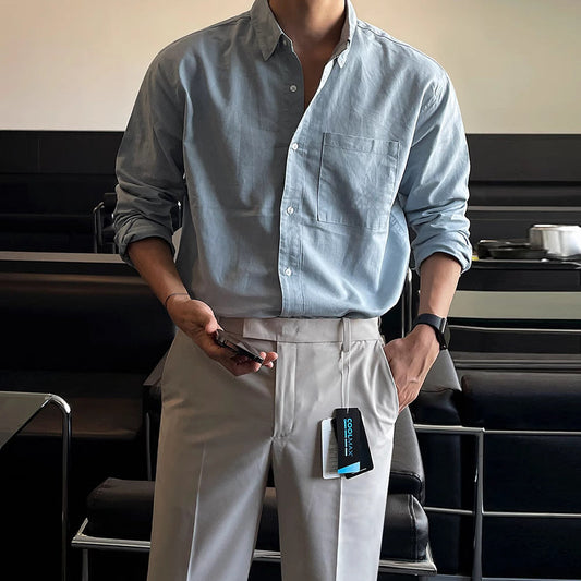 saferido homecoming outfits for guys Retro British Mature Men's Spring and Autumn Shirt Versatile Solid Color Linen Shirt High Sense Simple Men's Korean Fashion