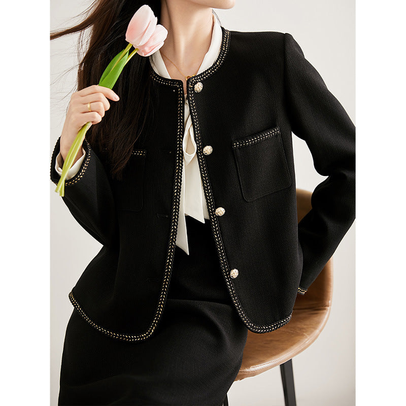 2025 Acetic acid small fragrant style celebrity style suit, spring two-piece set, high-end sense, small fragrant style coat women's clothing texture spring and autumn