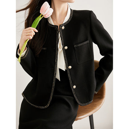 2025 Acetic acid small fragrant style celebrity style suit, spring two-piece set, high-end sense, small fragrant style coat women's clothing texture spring and autumn