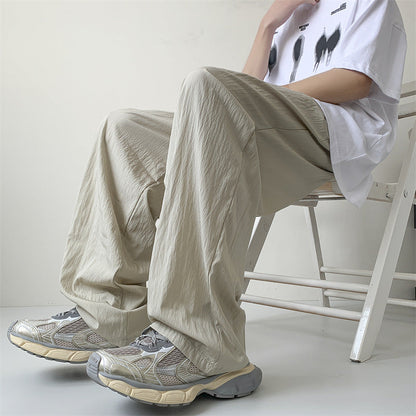 Japanese lazy style casual pants men summer new loose straight wide leg drape Yamamoto pants long pants