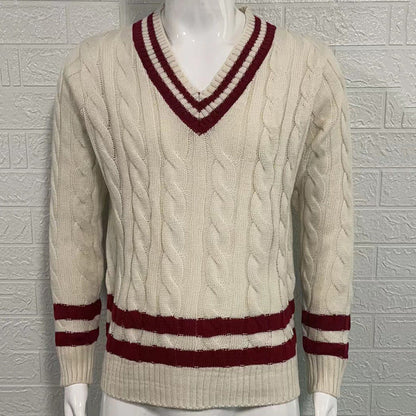 saferido      -shop mens winter fashion V-neck Sweater Men's Striped Color Matching Knitted Sweater Autumn and Winter Fashion Ins Men's Clothing