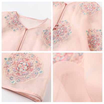 New Chinese style loose mulberry silk shirt women's summer thin high-end design loose top M6032