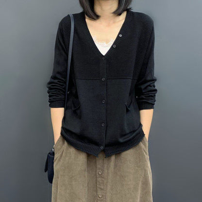 spring and autumn new Korean version of women's clothing loose and thin literary solid color long-sleeved knitted cardigan thin sweater jacket