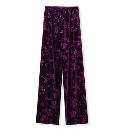 Guofeng new temperament loose wide-leg pants jacquard embroidery casual design straight-leg pants new Chinese trousers M9199