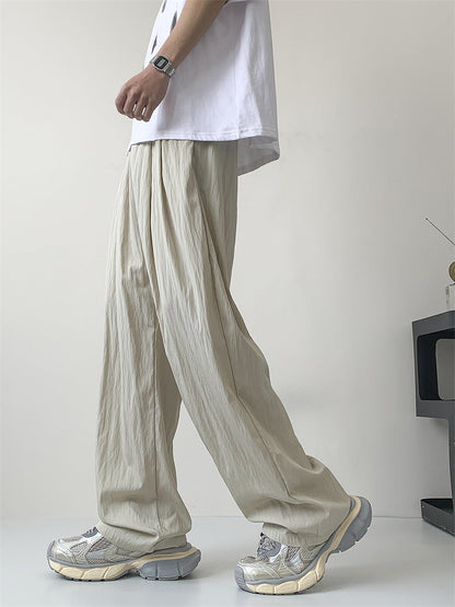 Japanese lazy style casual pants men summer new loose straight wide leg drape Yamamoto pants long pants