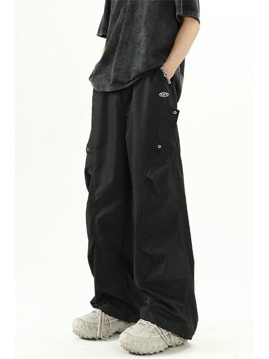American retro workwear paratrooper pants men summer new design wide-leg pants loose straight casual pants