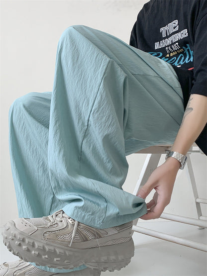 Japanese lazy style casual pants men summer new loose straight wide leg drape Yamamoto pants long pants