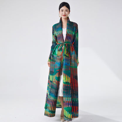 2025 Hot trade Middle East women's robe Muslim Arab robe women's print lace-up loose temperament skirt jacket