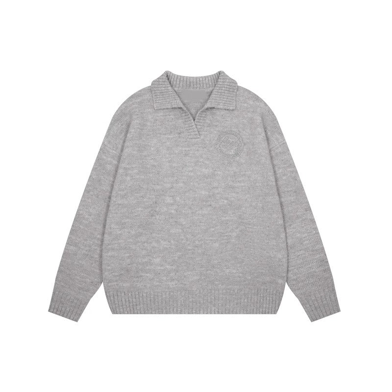 saferido outfit inspo American Retro Preppy Style Soft Glutinous Lazy Sweater Men's Autumn and Winter New Loose Lapel Couple Sweater Coat