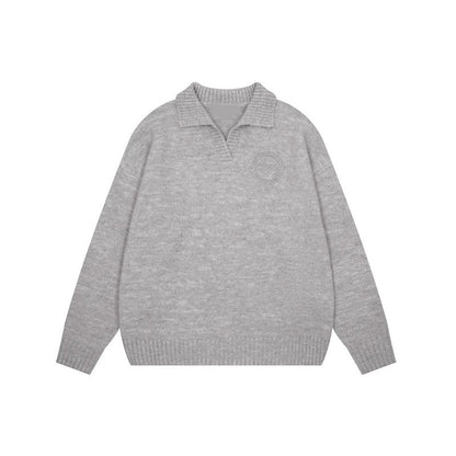 saferido outfit inspo American Retro Preppy Style Soft Glutinous Lazy Sweater Men's Autumn and Winter New Loose Lapel Couple Sweater Coat