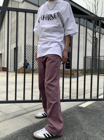 American high street niche hip-hop jeans men's summer new straight pants retro casual versatile pants