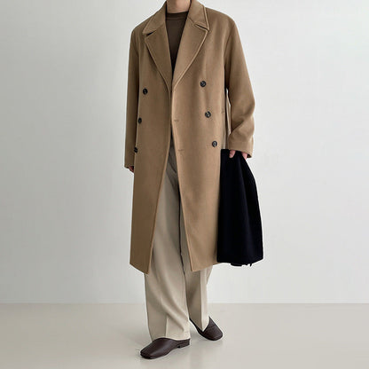 saferido      -shop boy outfits Myq Woolen Coat Men's Mid-Length Autumn and Winter Korean Style Loose High-Grade Thickened Trench Coat Woolen Coat