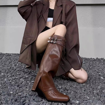 2025 Skinny Riveted Pants Boots popular Summer New Pointed Embroidered Western Cowboy Boots Dark Cool Spicy Boots Women