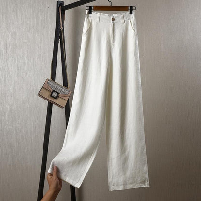 Cotton and linen straight wide-leg pants women's high waist drape popular summer new linen thin loose casual trousers children
