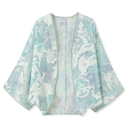 Summer  New National Style Embroidery Versatile Thin Silk Jacket New Chinese Light Luxury Cardigan Shawl N4077