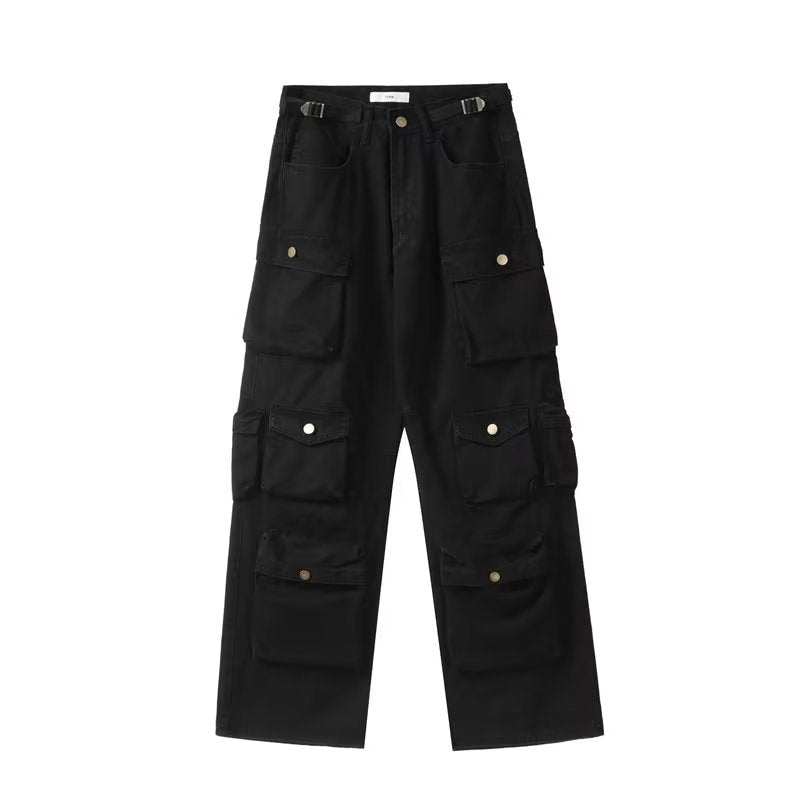 saferido outfits for men American Vibe Style Street Multi-Pocket Workwear Casual Pants Men's Ins Loose Straight High Street Retro Trousers