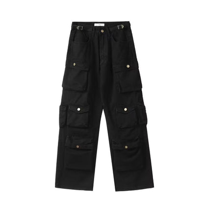 saferido outfits for men American Vibe Style Street Multi-Pocket Workwear Casual Pants Men's Ins Loose Straight High Street Retro Trousers