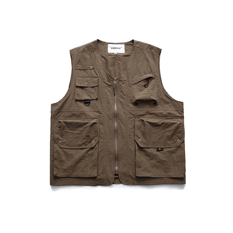 Japanese style niche retro loose workwear vest men spring and autumn new casual versatile vest jacket tops