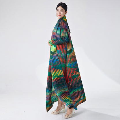 2025 Hot trade Middle East women's robe Muslim Arab robe women's print lace-up loose temperament skirt jacket