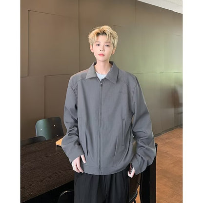 saferido fall outfits men American Retro Cleanfit Ruoshuai Loose Men's Spring and Autumn Korean Style Versatile Lapel Shoulder Pad Solid Color Coat