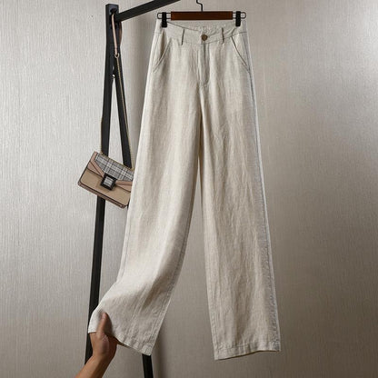 Cotton and linen straight wide-leg pants women's high waist drape popular summer new linen thin loose casual trousers children