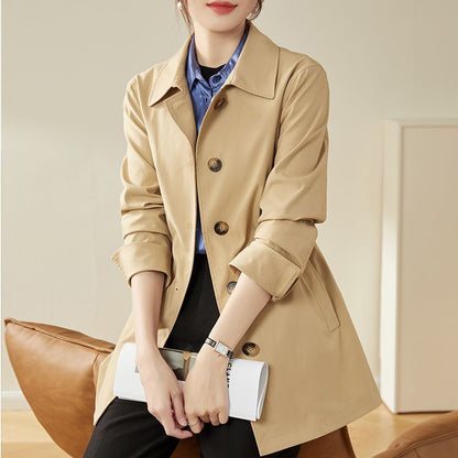 Mom trench coat women's spring and autumn new Korean version waist loose and thin casual fashion small coat