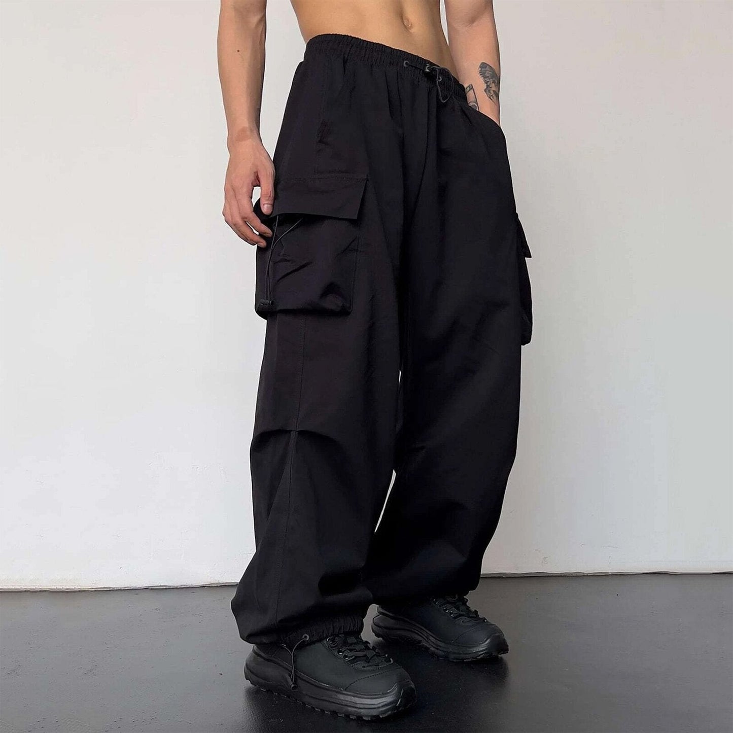 saferido starboy outfit 2024 Nylon Quick-Drying Overalls Men's Summer New American Parachute Pants High Waist Wide Leg Casual Drawstring