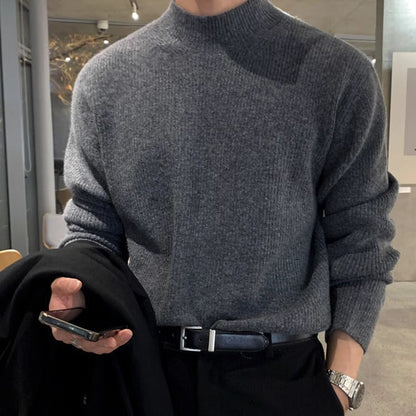saferido      -shop classy outfits men Men's Autumn and Winter Half Turtleneck Sweater Men's Korean-Style Trendy Solid Color Sweater Mid Collar Bottoming Shirt Warm Inner Wear