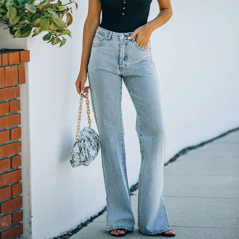 2025 summer New Popular trade independent station new casual trousers open-ended washing water women's jeans factory spot