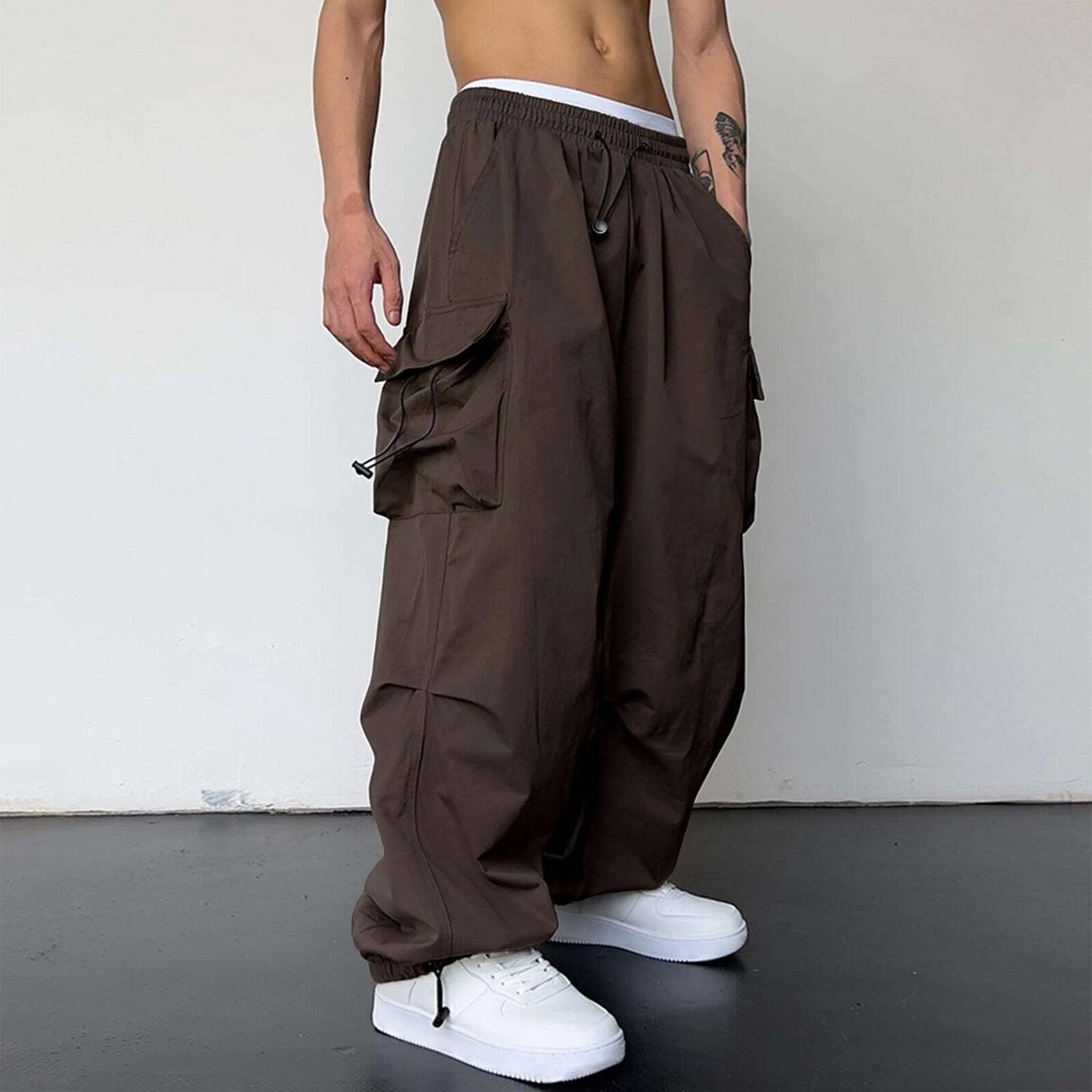 saferido starboy outfit 2024 Nylon Quick-Drying Overalls Men's Summer New American Parachute Pants High Waist Wide Leg Casual Drawstring