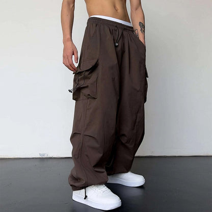 saferido starboy outfit 2024 Nylon Quick-Drying Overalls Men's Summer New American Parachute Pants High Waist Wide Leg Casual Drawstring