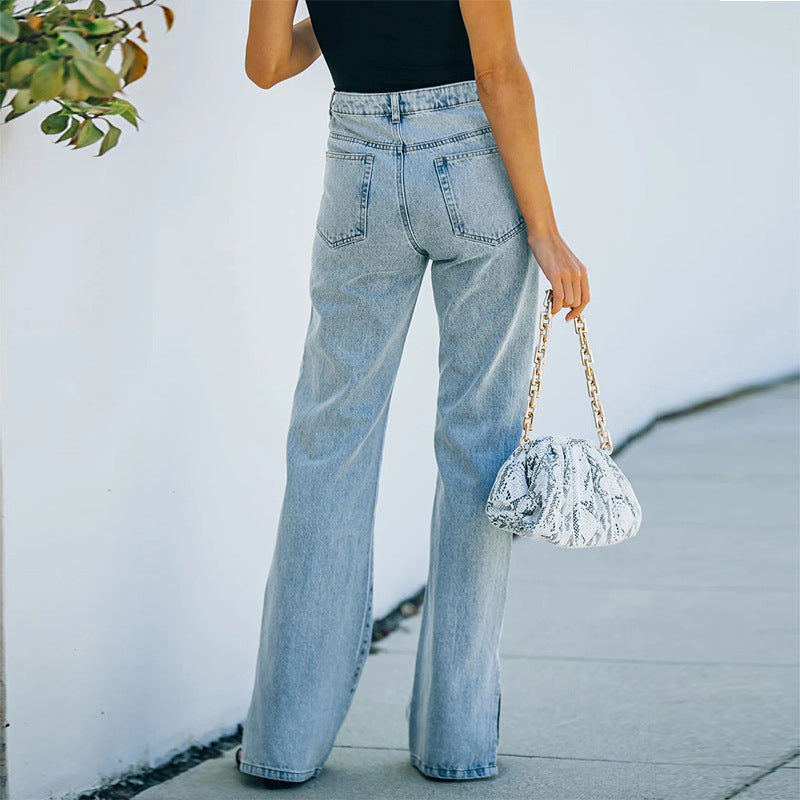 2025 summer New Popular trade independent station new casual trousers open-ended washing water women's jeans factory spot