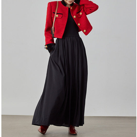 2025 Temperament high-end small fragrant jacket, tweed short jacket  spring women's clothing spring and autumn red top