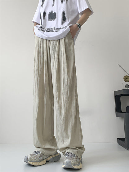 Japanese lazy style casual pants men summer new loose straight wide leg drape Yamamoto pants long pants